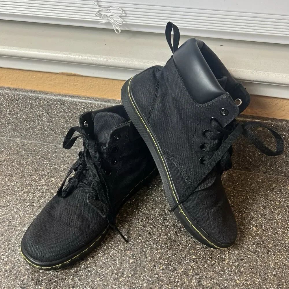 Dr. Martens High Top All Black Canvas Womens Size 6 Shoes Lace Up Sneaker MAELLY